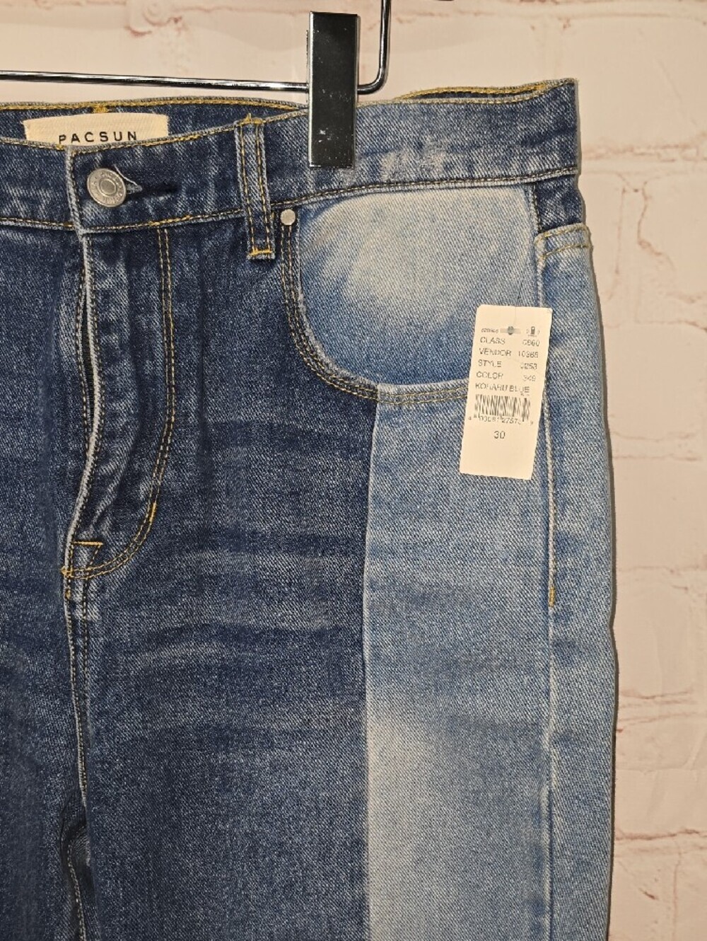 Pacsun Vintage Icon Colorblock Two-Tone Blue High-Rise Jeans  Women Size 30 NWT - Picture 4 of 16